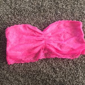 Aerie strapless bra bralette Large Pink Lace